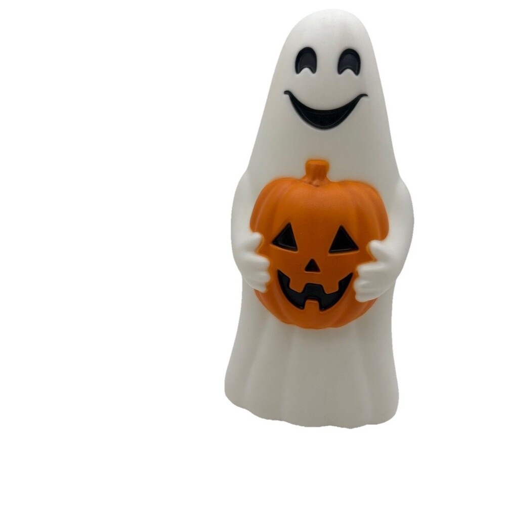 Light Up Halloween Ghost Holding Pumpkin Decoration 12” New Battery Operated